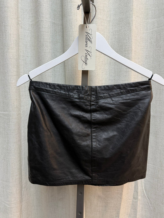 Black Genuine Leather Mini Skirt
