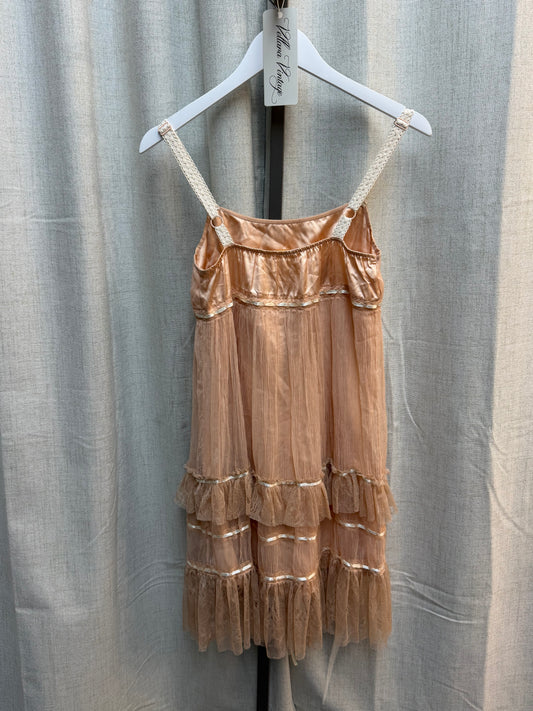 Galliano Pink Lace Ruffled Babydoll Dress