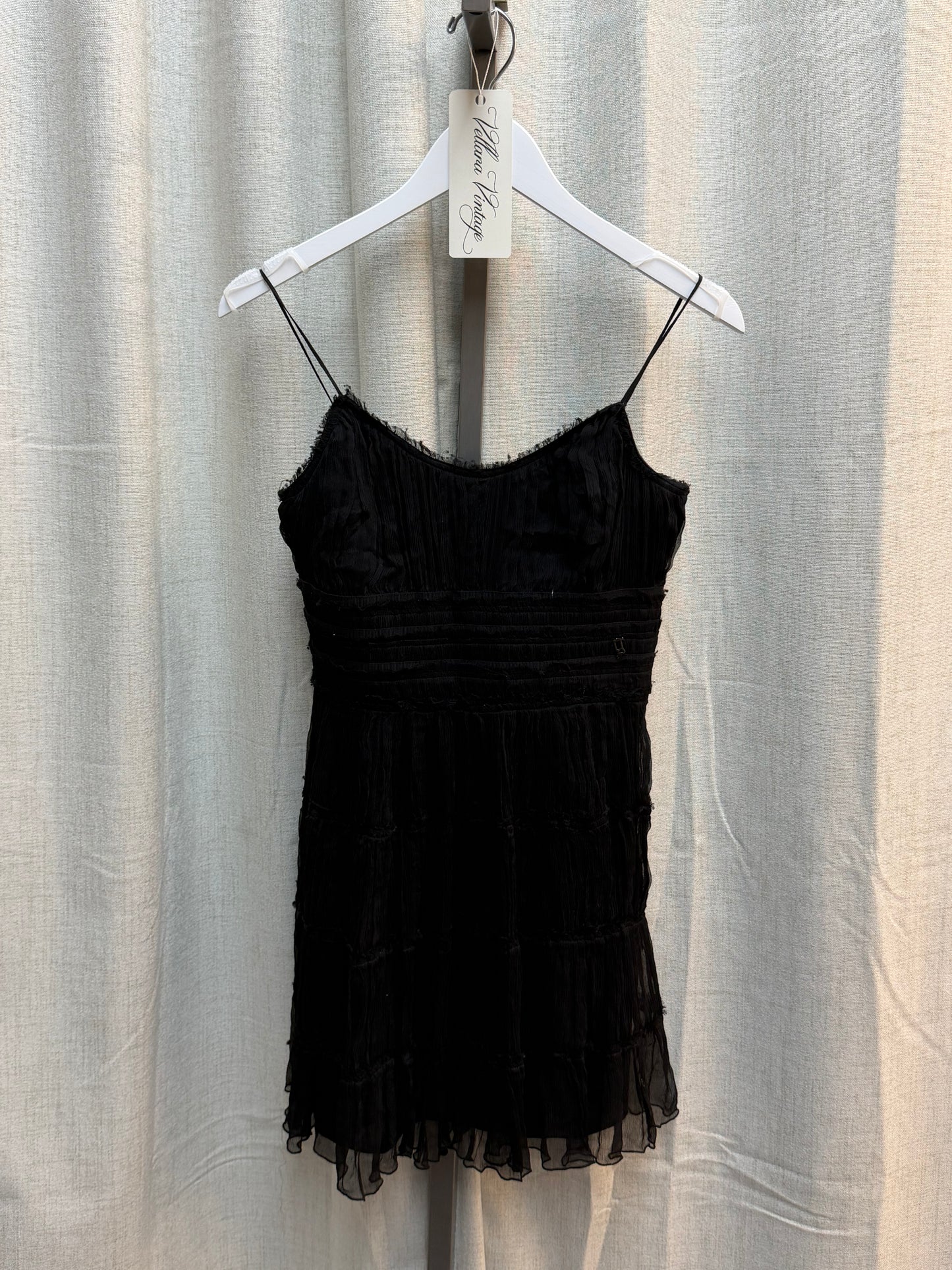 Galliano Black 100% Silk Mini Dress