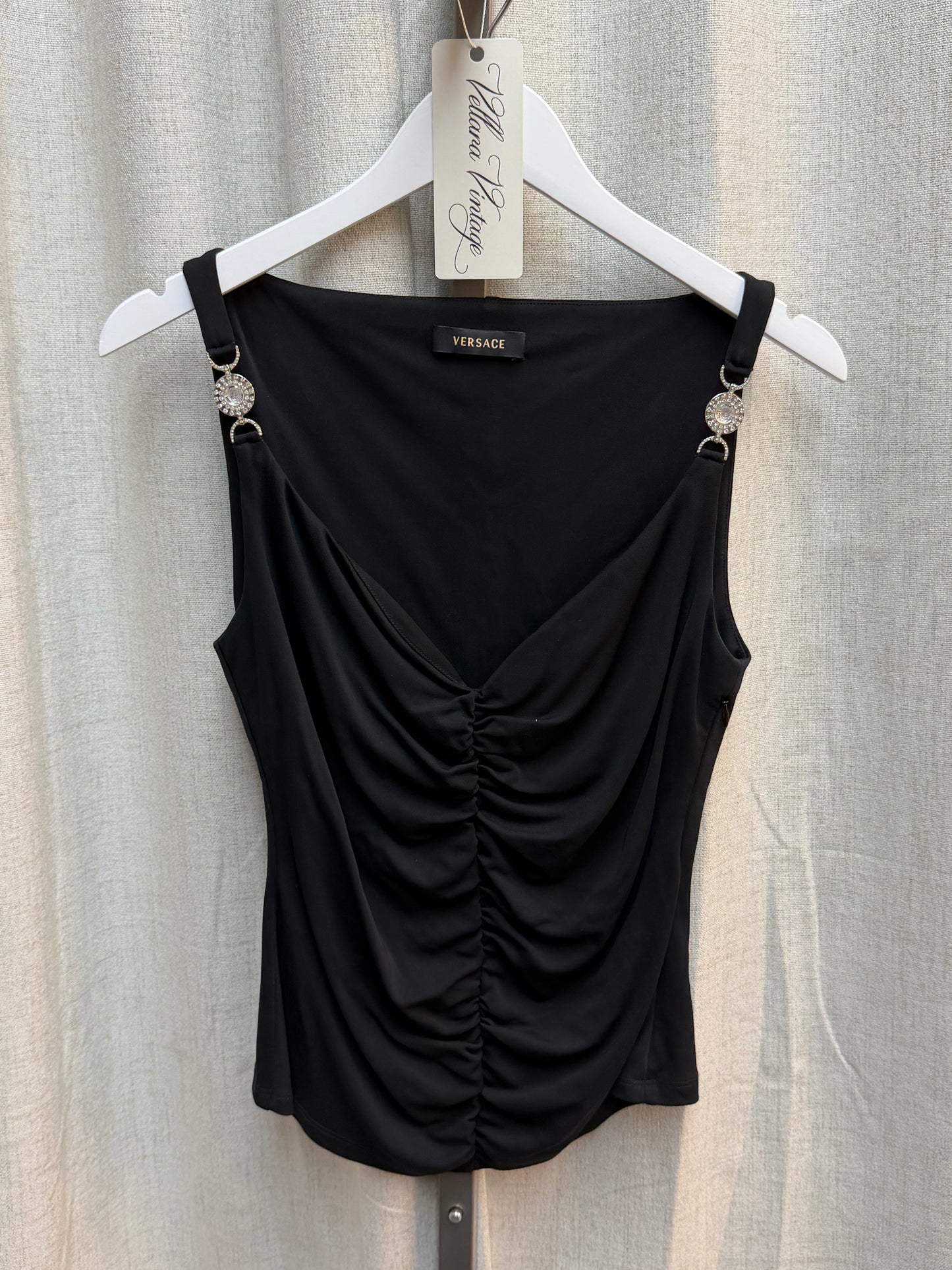 Versace Black Ruched Top
