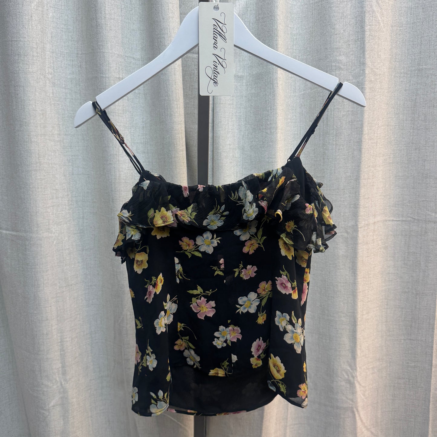 Luisa Spagnoli Black Floral Silk Bow Tank Top and Skirt Set