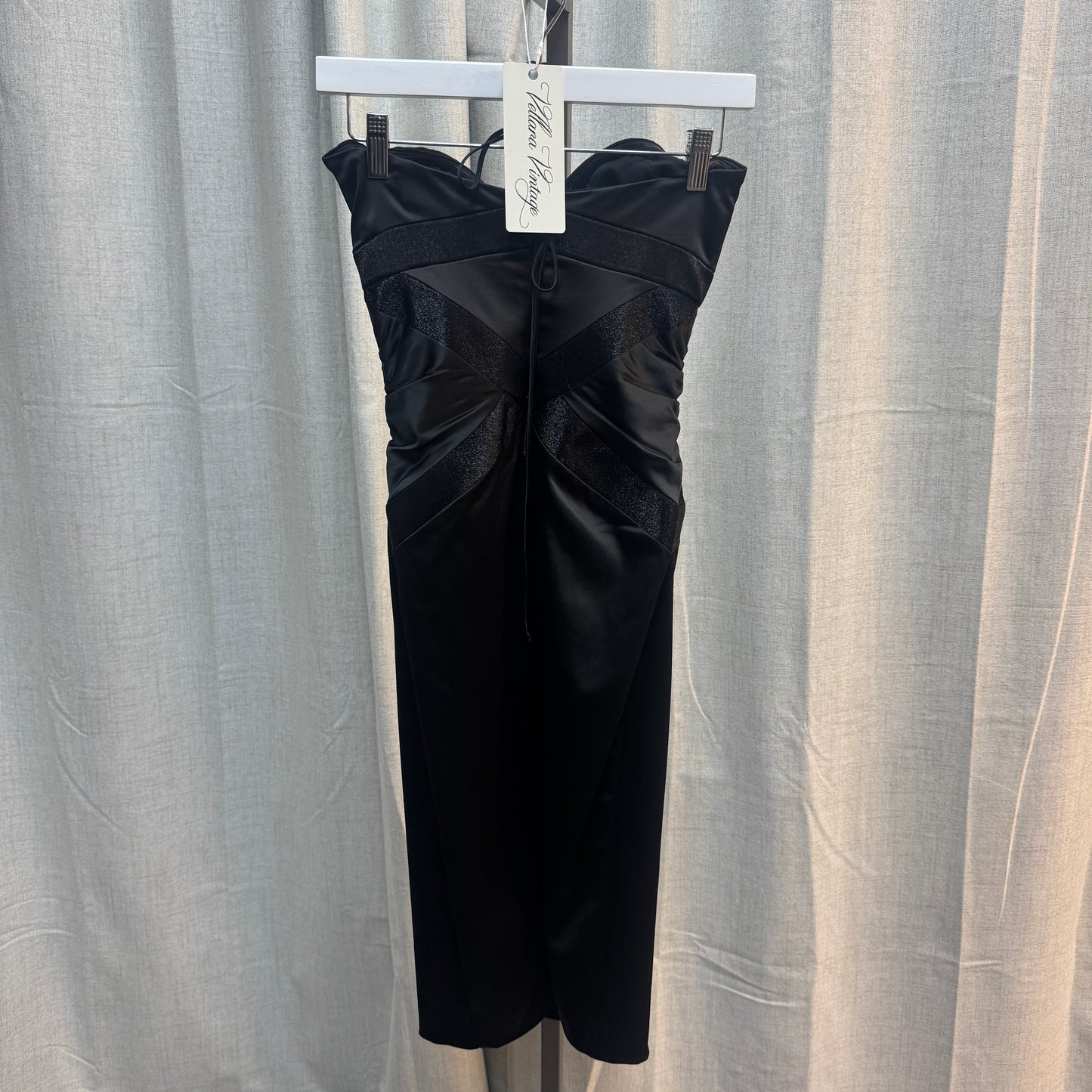 Nicole Miller Black Satin Geometric Bodycon Midi Dress