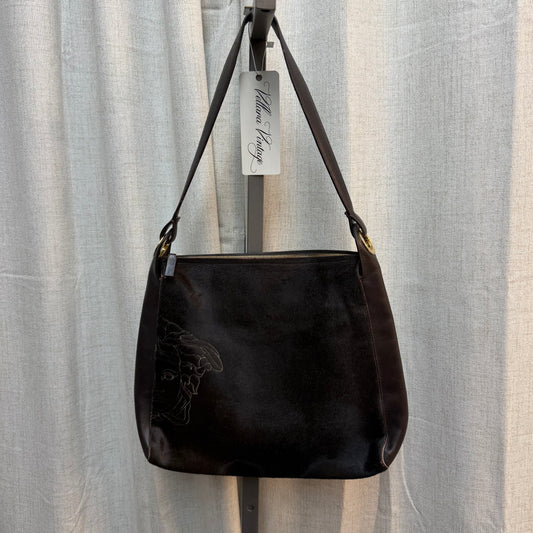 Gianni Versace '90s Era La Medusa Calf Hair Bag