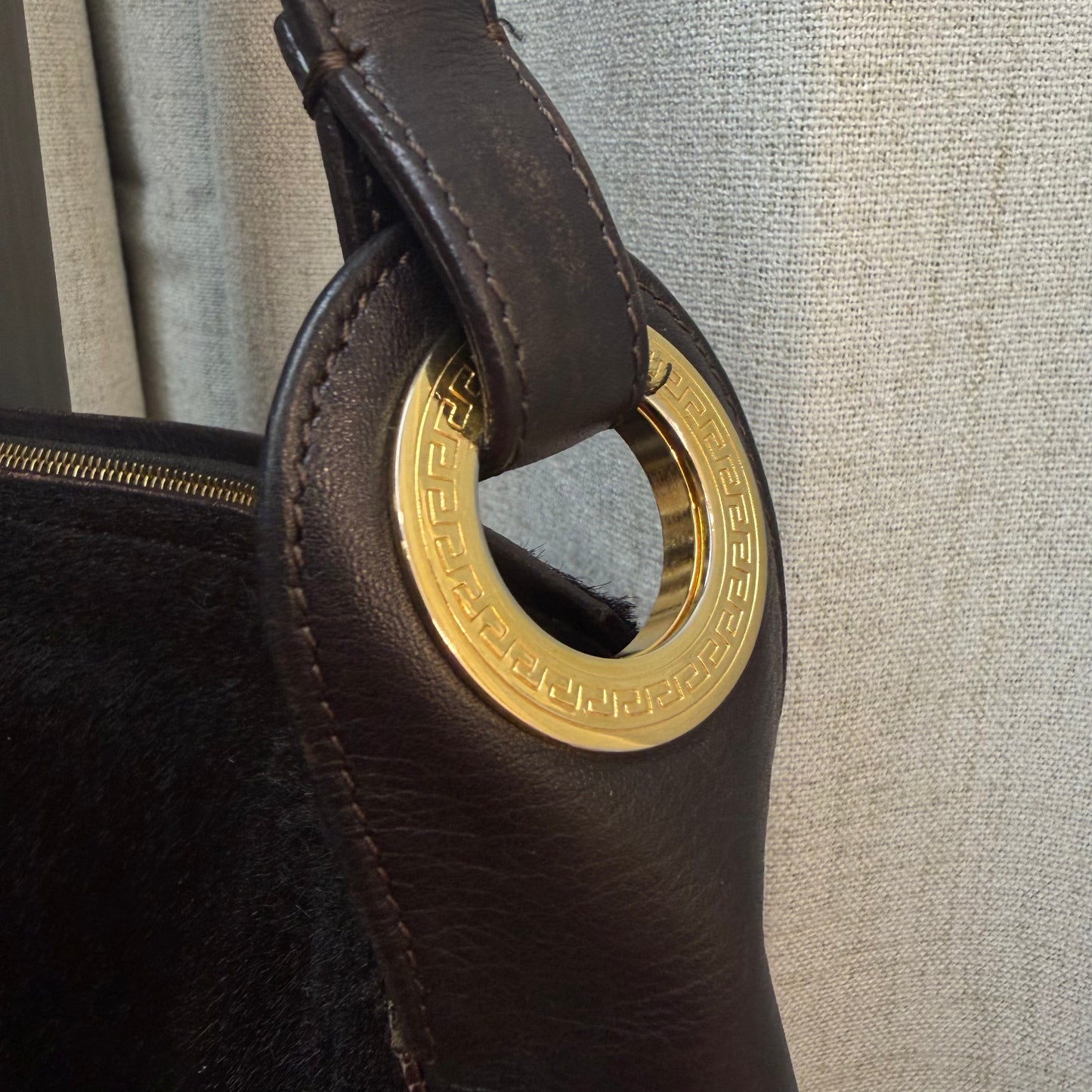 Gianni Versace '90s Era La Medusa Calf Hair Bag