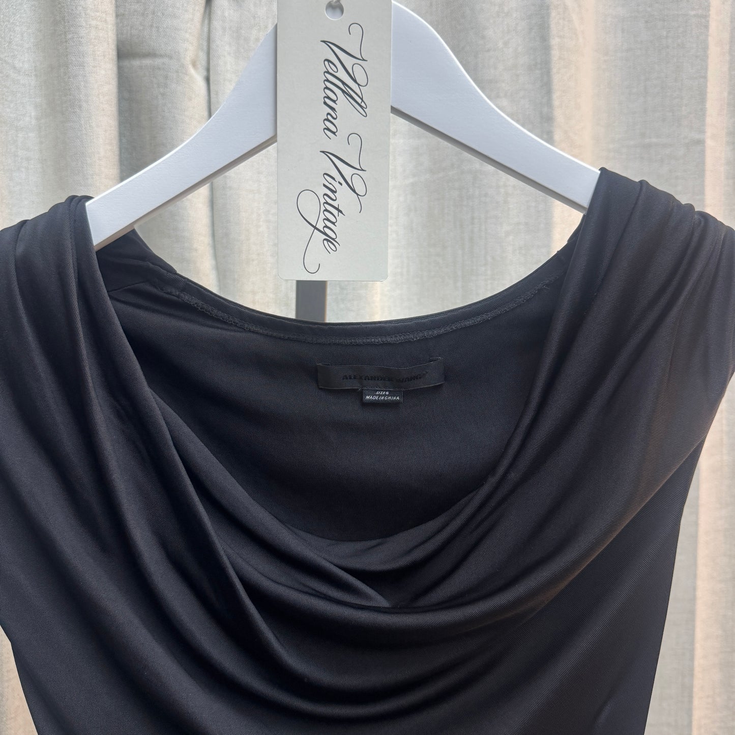 Alexander Wang Black Ruched Draped Tank Top