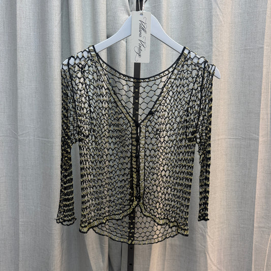 Black and Gold Crochet Cardigan