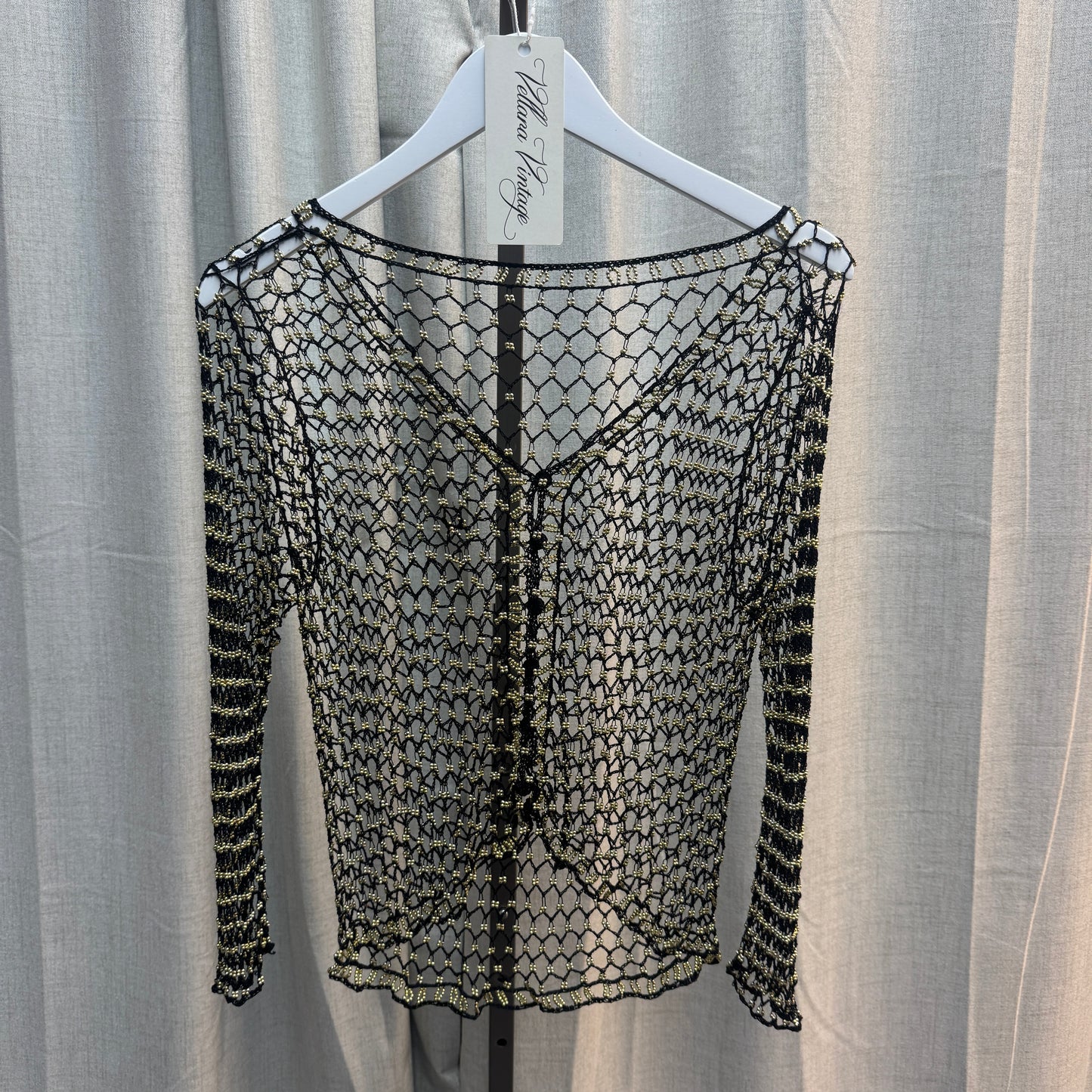 Black and Gold Crochet Cardigan