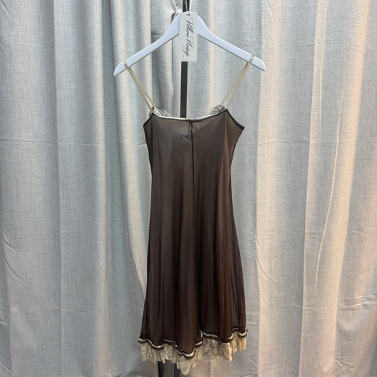 Siste's Brown and Cream Layered Midi Dress