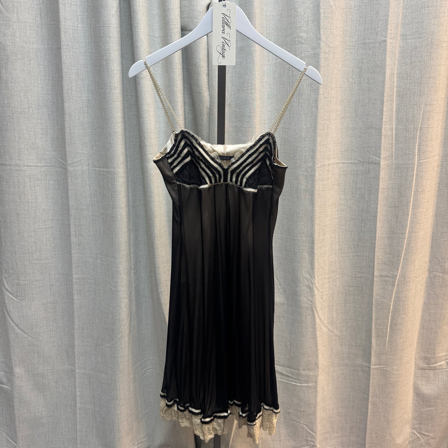 Siste's Black and Cream Layered Midi Dress