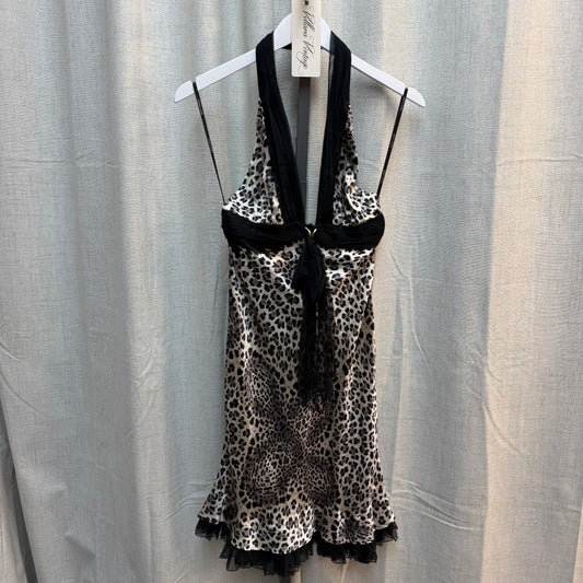 Roberto Cavalli Leopard Print Halter Midi Dress