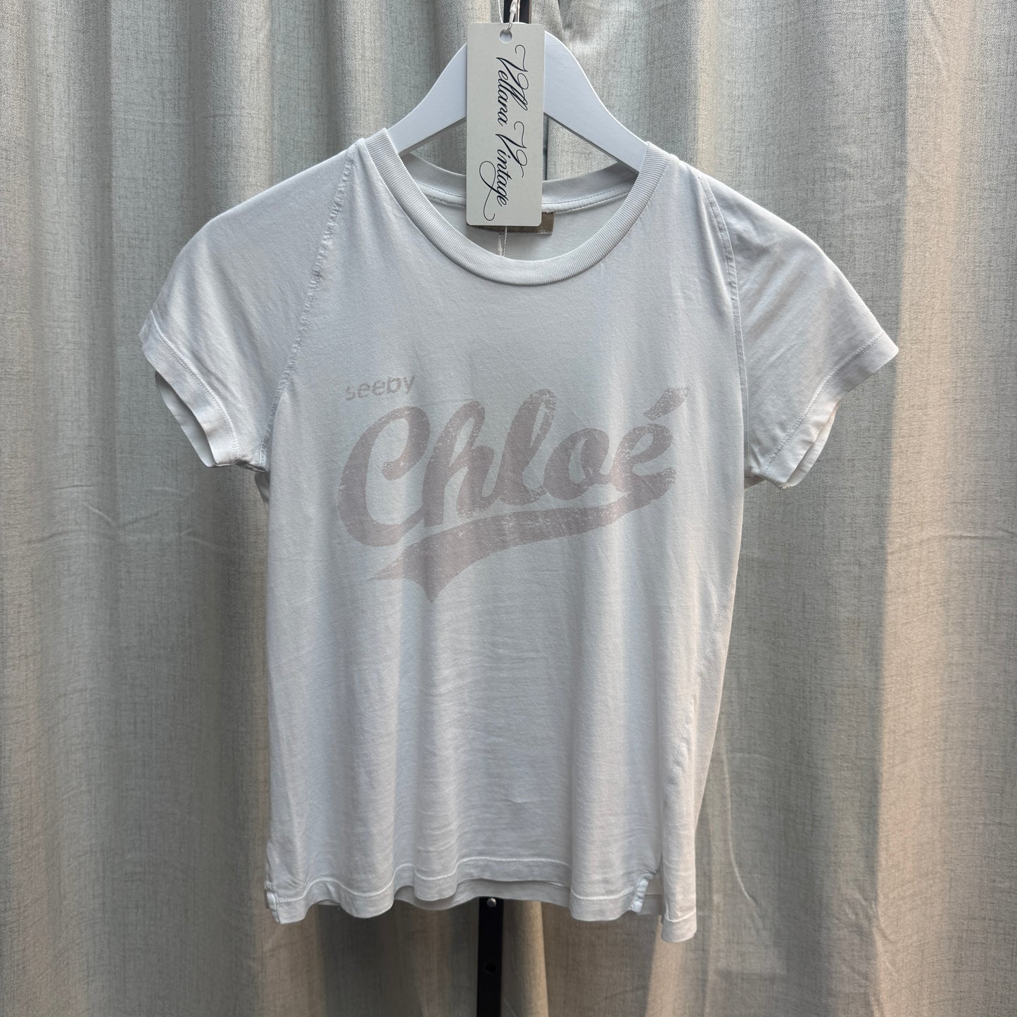 See by Chloé White Cropped Logo Tee