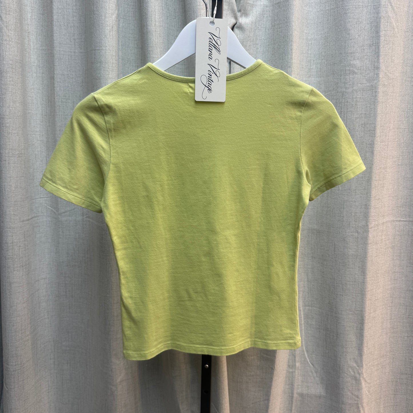 Prada Green Bedazzled Cropped Short Sleeve Tee