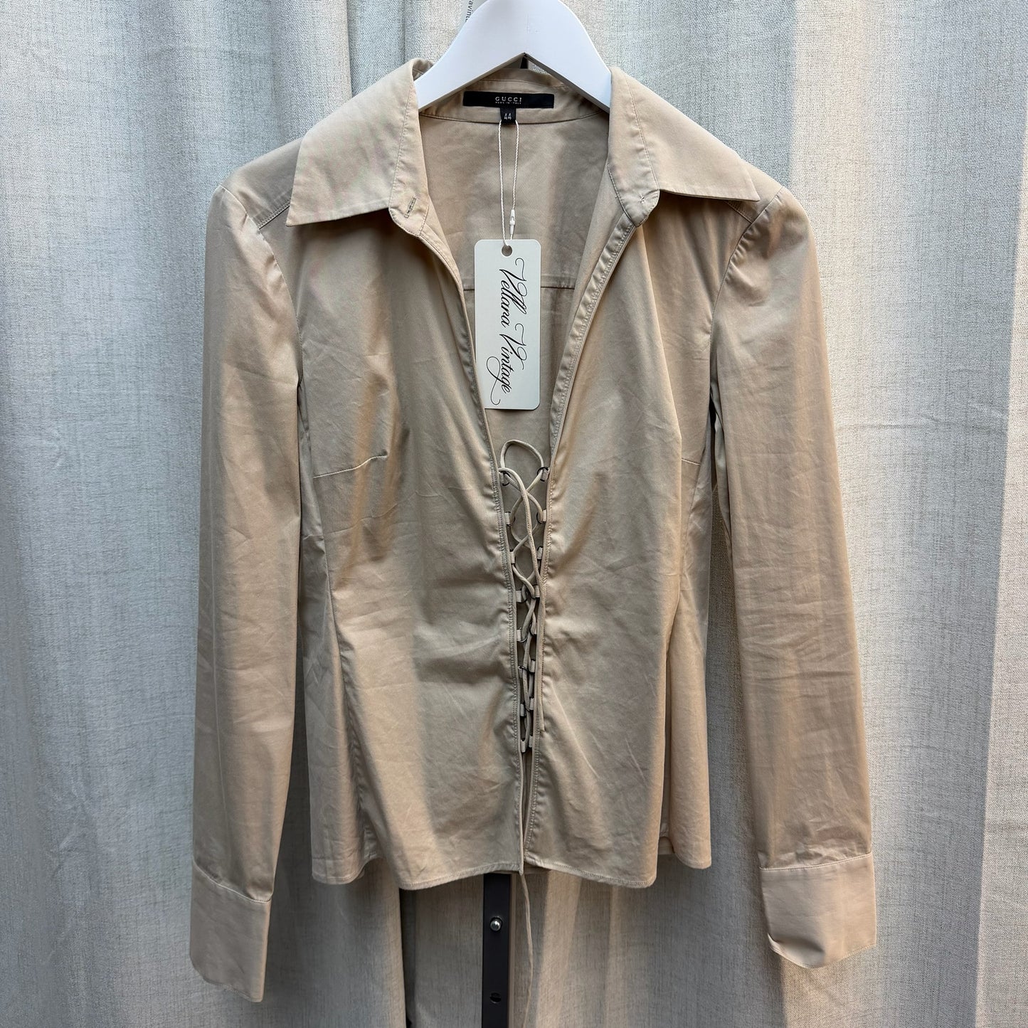 Gucci by Tom Ford Lace-Up Blouse Beige S/S 2002