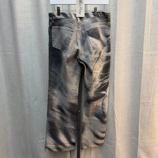 Roberto Cavalli Flared Tiger Print Denim Jeans Black/Grey