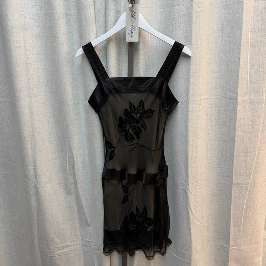 Jacqueline Riu Black Silk Floral Mini Dress