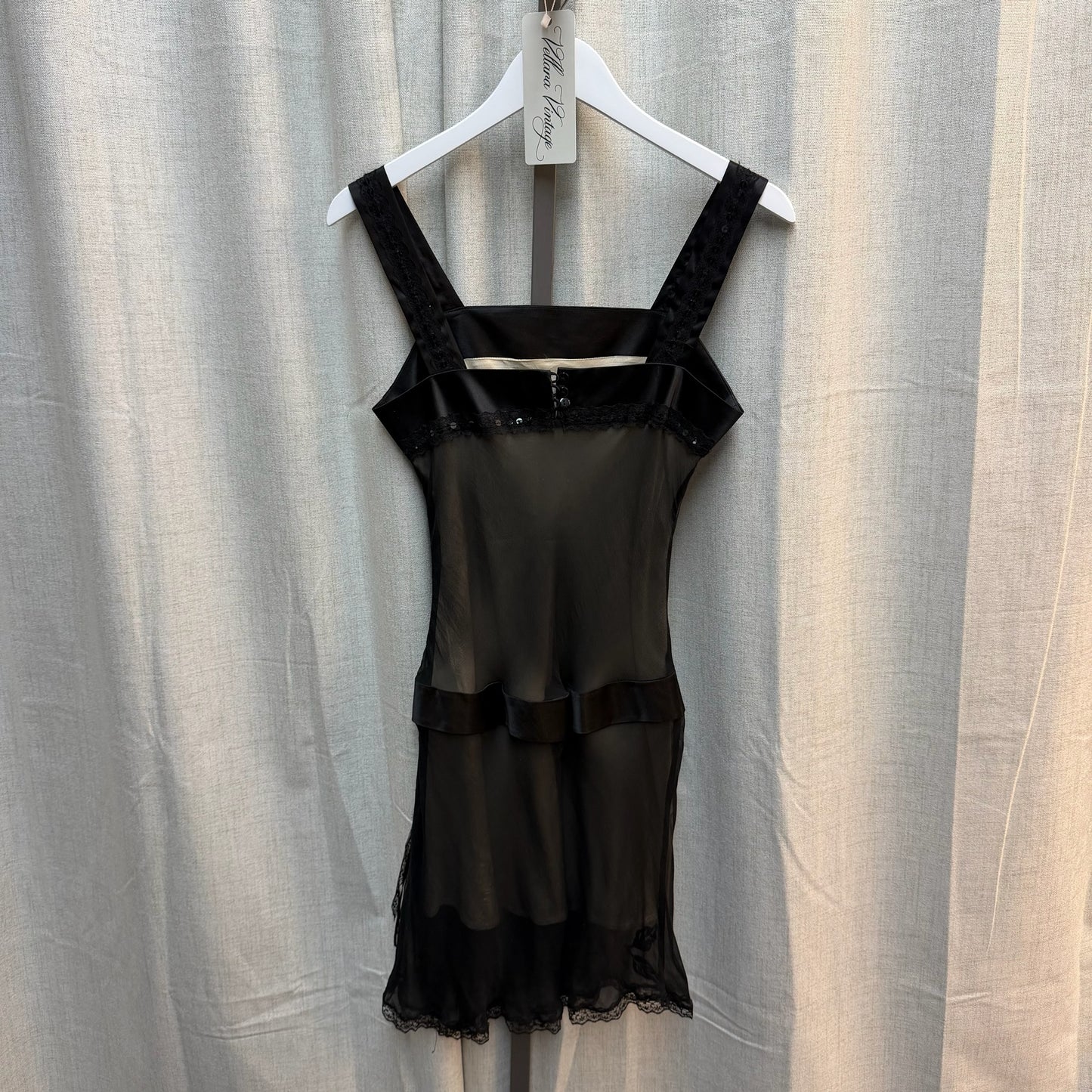 Jacqueline Riu Black Silk Floral Mini Dress