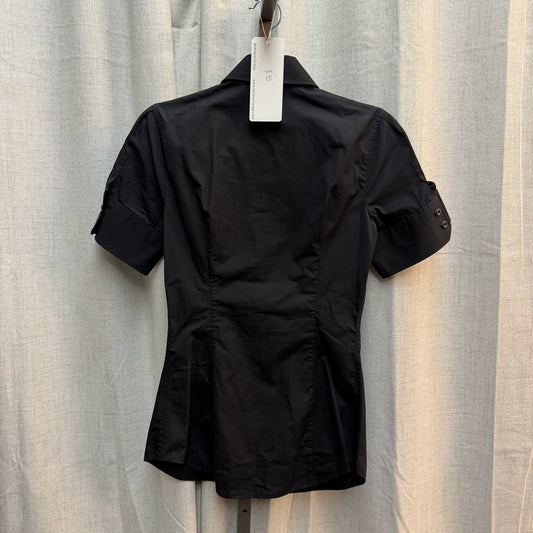 Dsquared2 Black Pleated Bib Short Sleeve Button-down Shirt