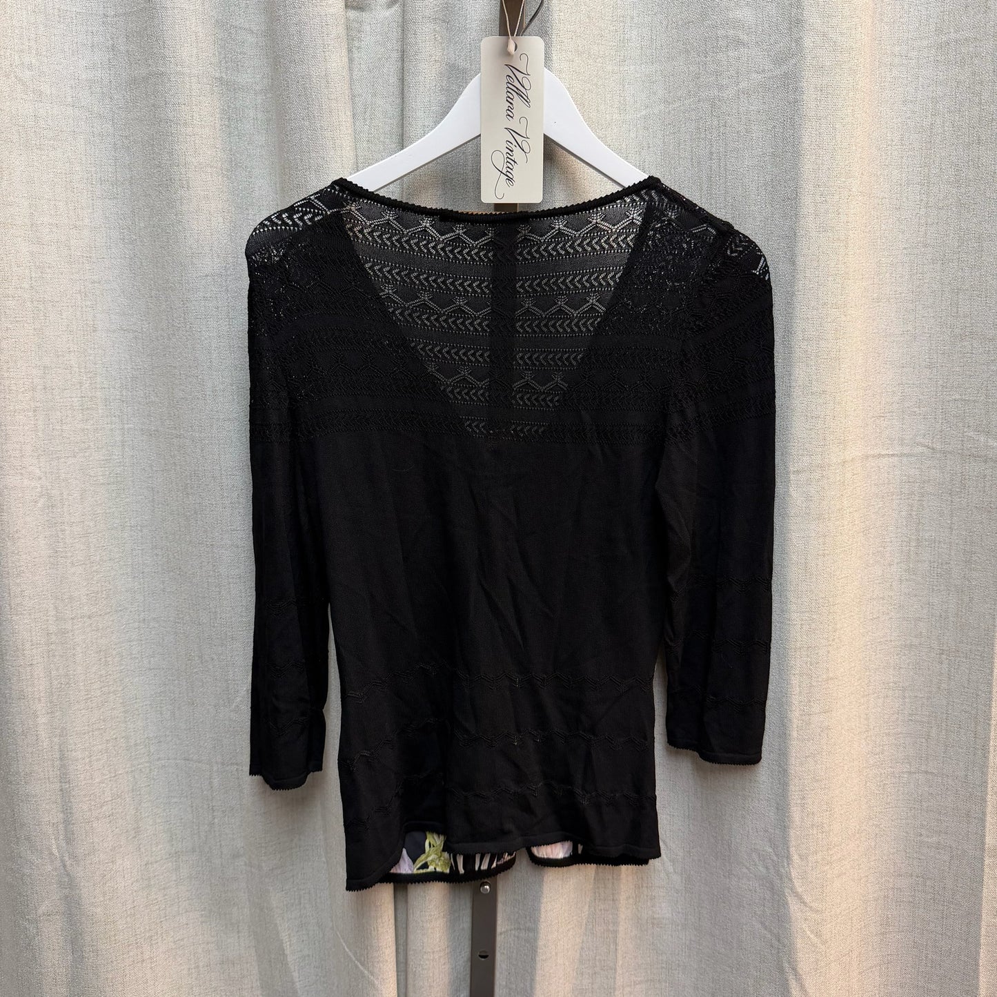 Class Roberto Cavalli Black Floral Lace Panel Top