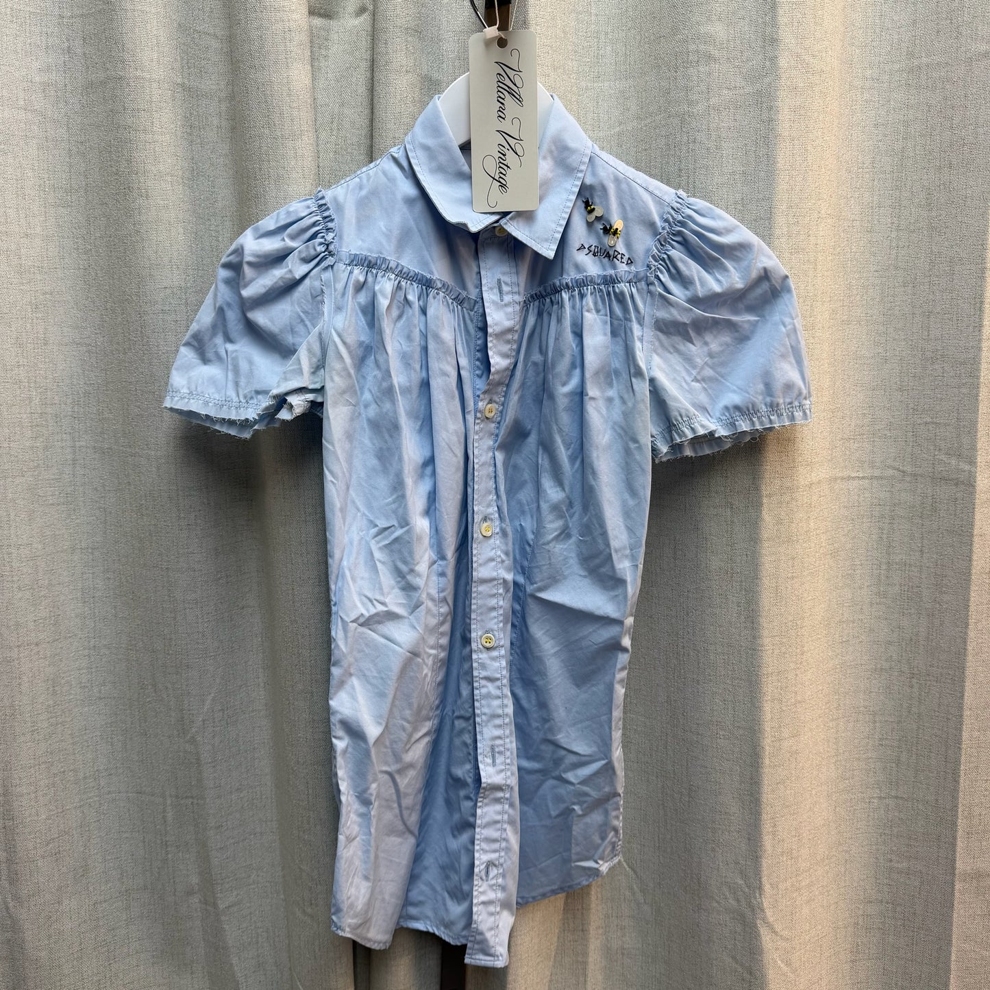 Dsquared2 Light Blue Puff Sleeve Button-Up Shirt