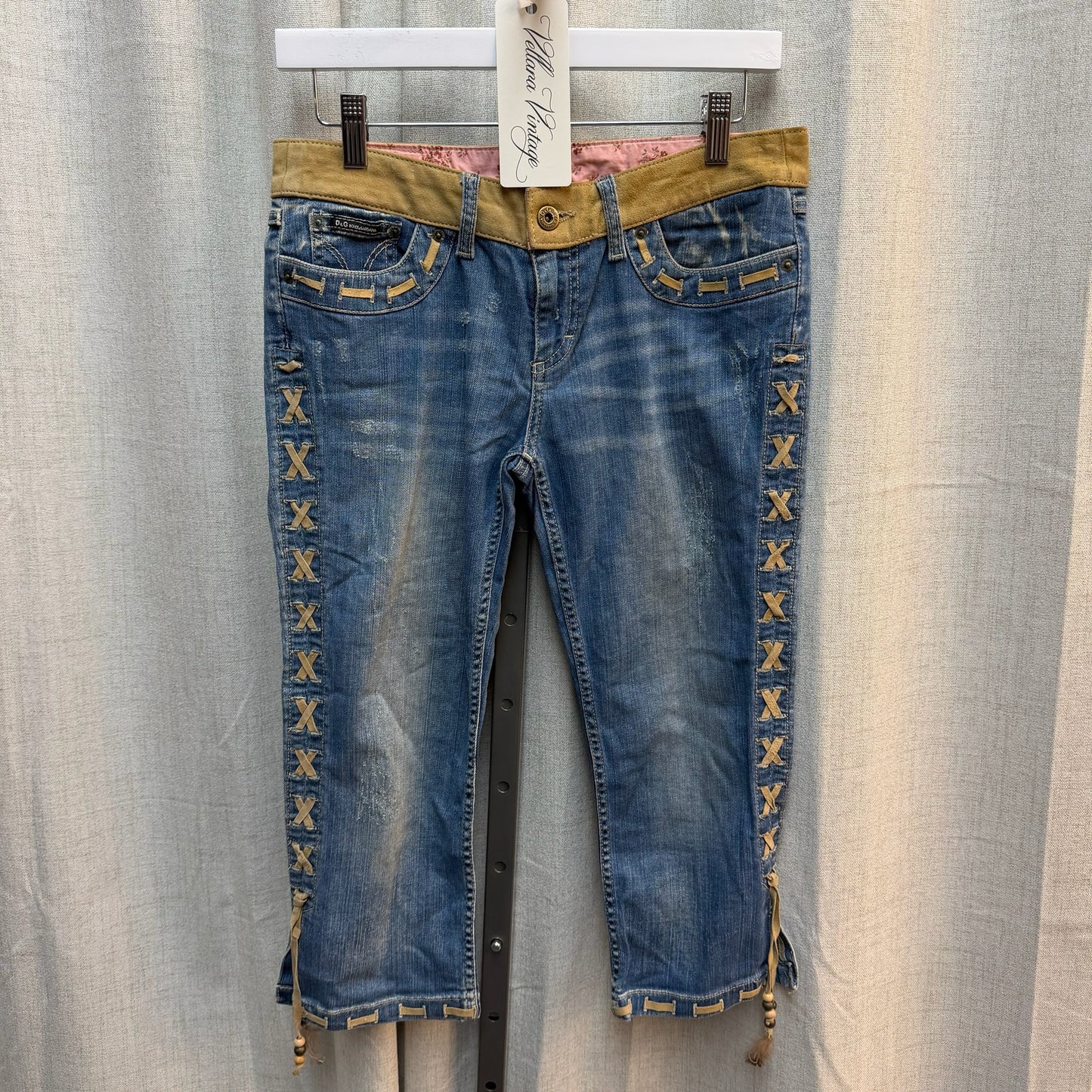 D&G Denim Jacket + Capri Set with Suede Accents (2000s)