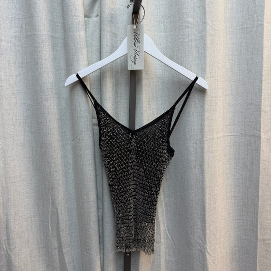 Black and Silver Beaded Mesh Camisole