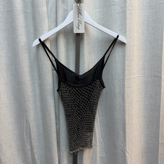 Black and Silver Beaded Mesh Camisole