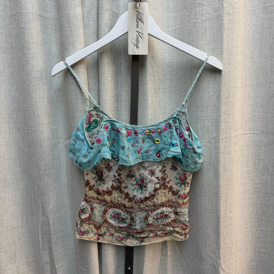 Blumarine 100% Silk Pastel Floral Top S/S 2005