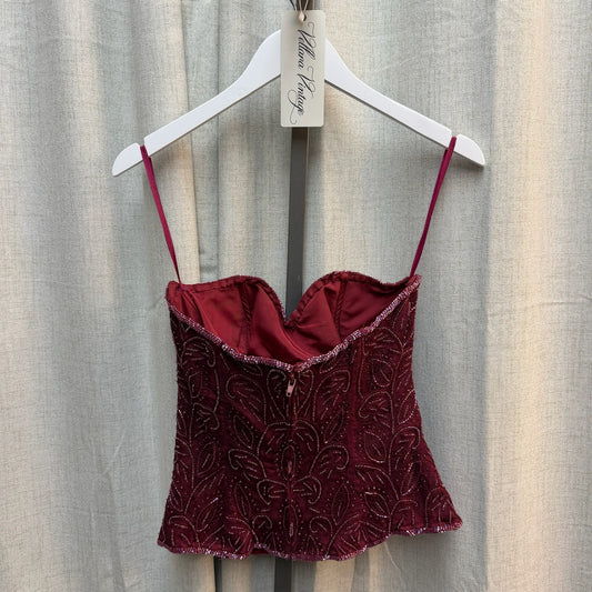 Maroon 100% Silk Beaded Corset Top