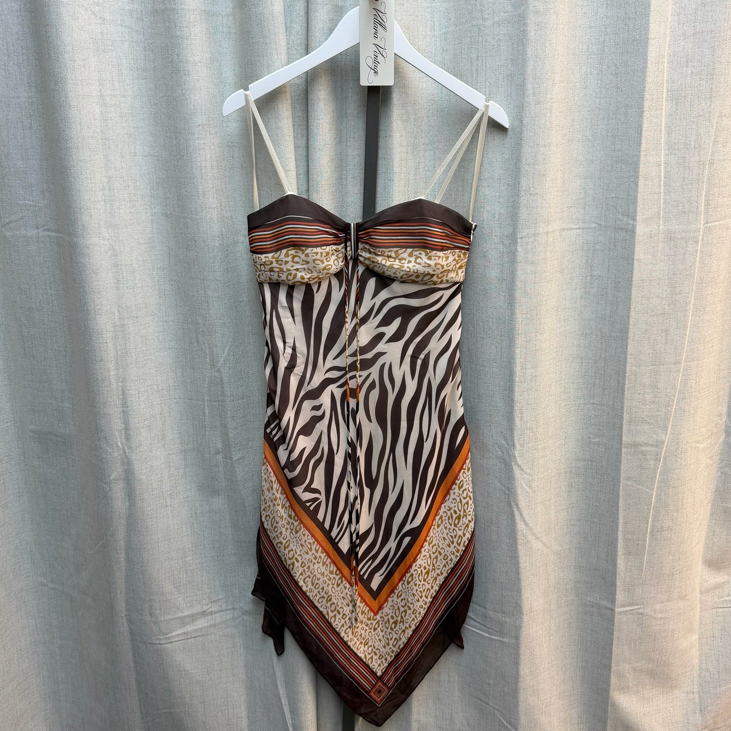 100% Silk Zebra & Cheetah Print Bandana Dress