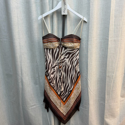 100% Silk Zebra & Cheetah Print Bandana Dress