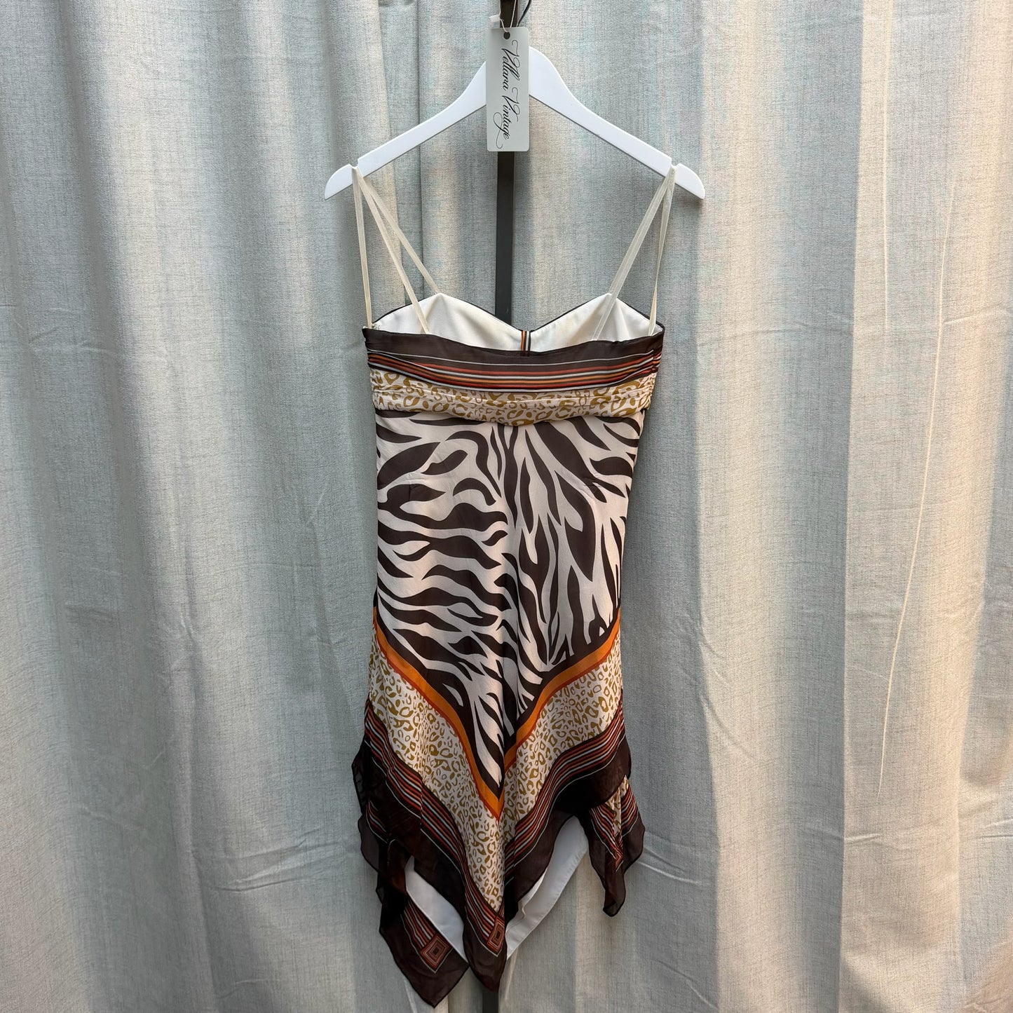 100% Silk Zebra & Cheetah Print Bandana Dress