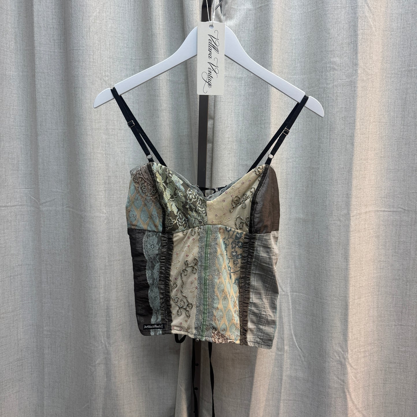 Green Multicolor Abstract Corset-Style Tank Top