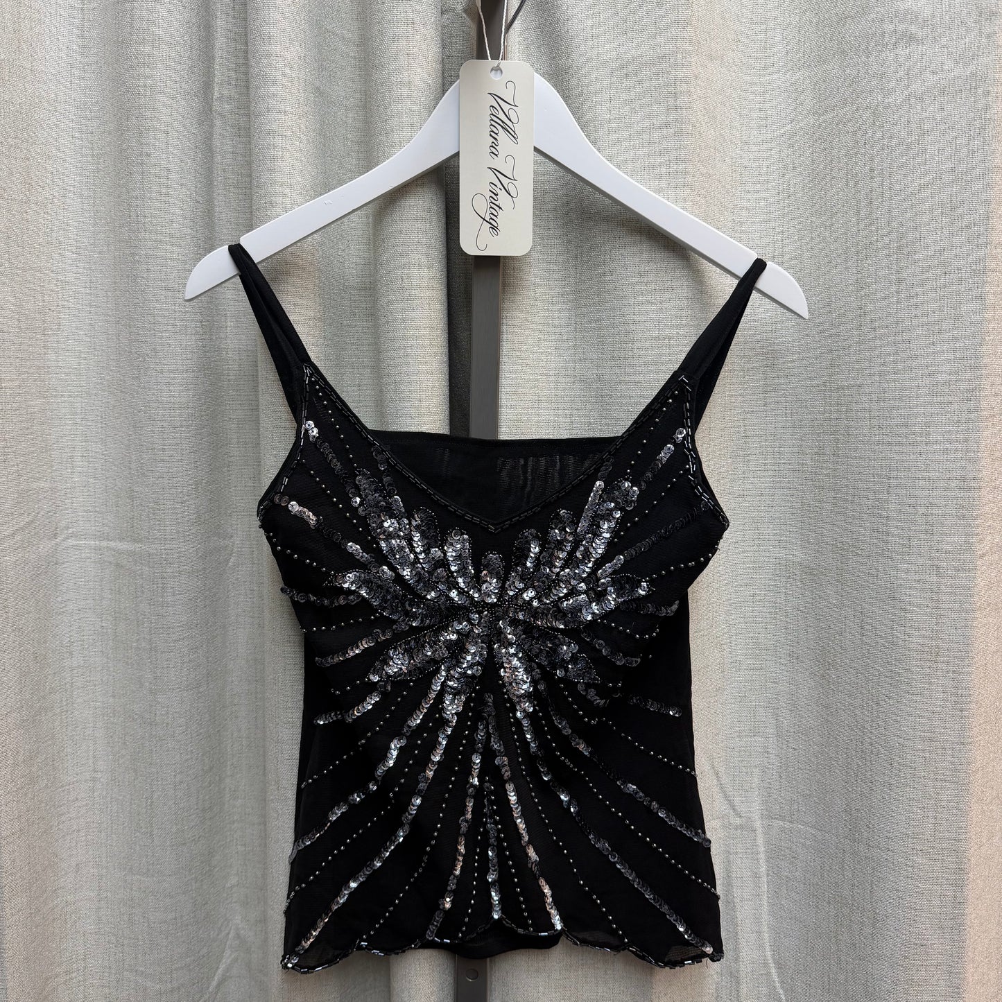 Black Cami w/ Silver Sequins & Beading