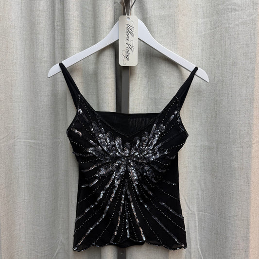 Black Cami w/ Silver Sequins & Beading