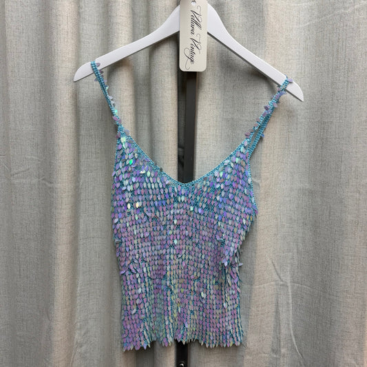 Blue & Purple Iridescent Sequin Crochet Top