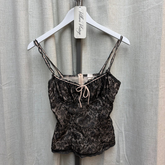 Pink & Black Lace Bustier Top