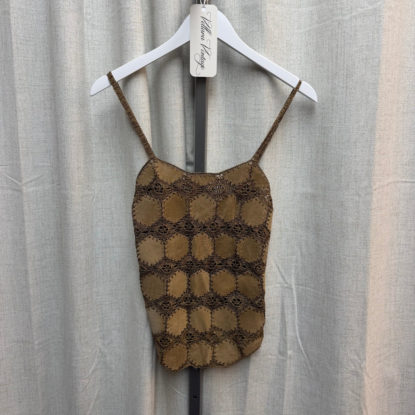 Tan Suede Crochet Top