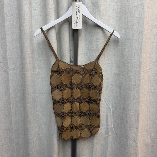 Tan Suede Crochet Top