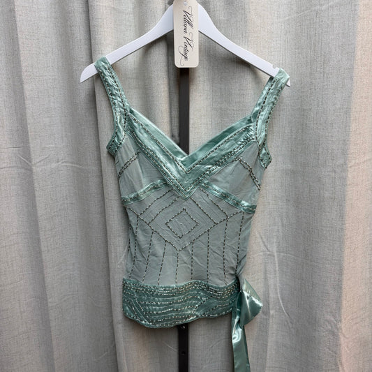 Turquoise Beaded Top