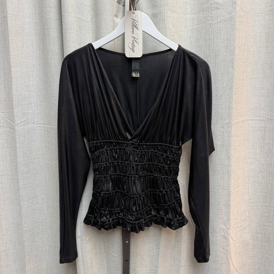 Black Ruched Long Sleeve Top