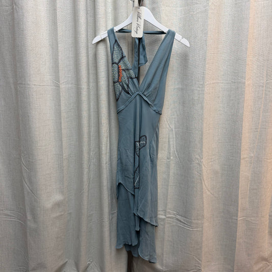 Baby Blue 100% Silk Embroidered Dress