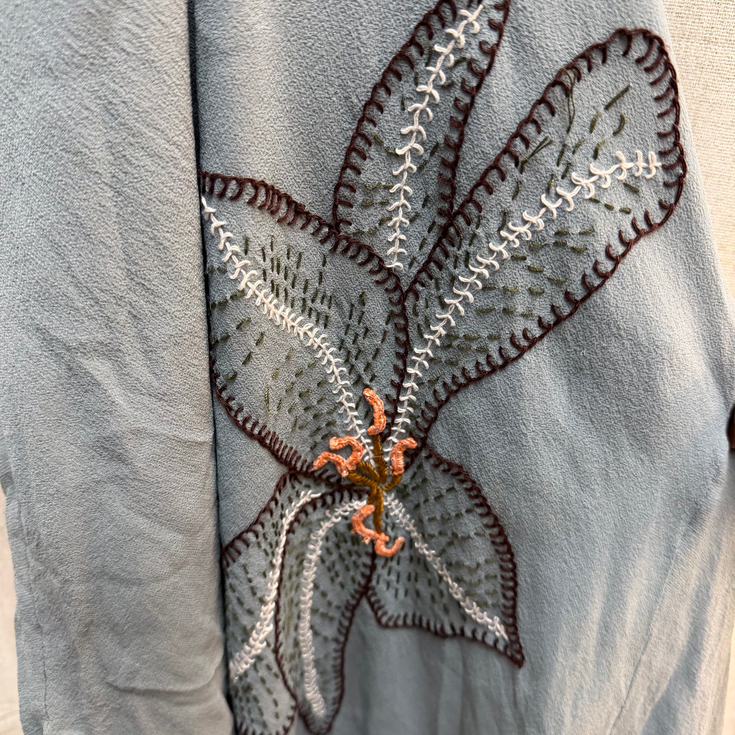 Baby Blue 100% Silk Embroidered Dress