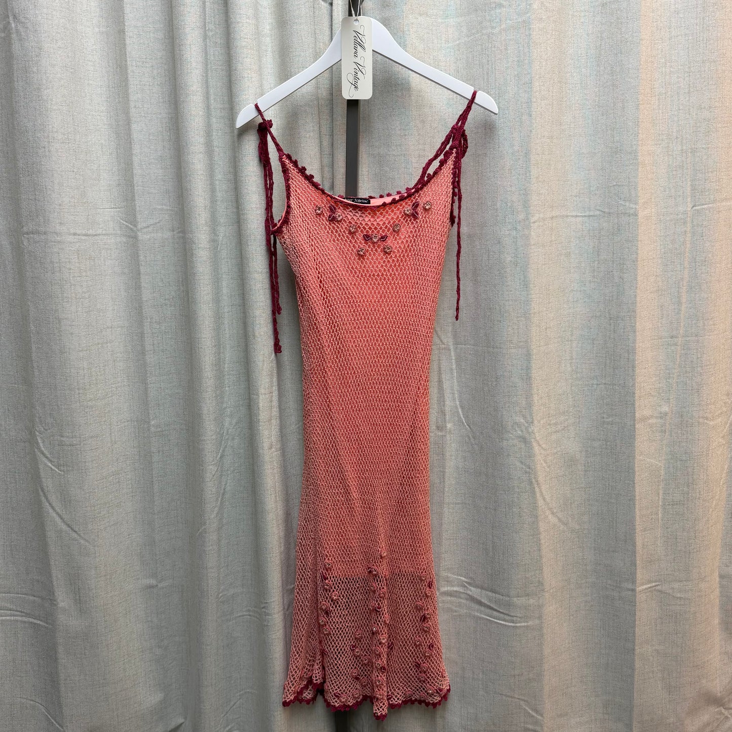 Pink Crocheted Betsey Johnson Midi Dress
