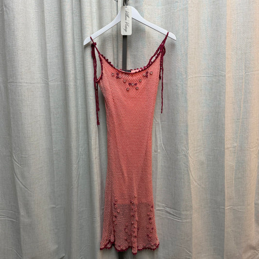 Pink Crocheted Betsey Johnson Midi Dress