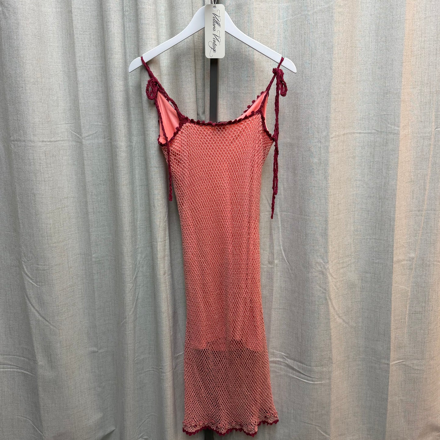 Pink Crocheted Betsey Johnson Midi Dress