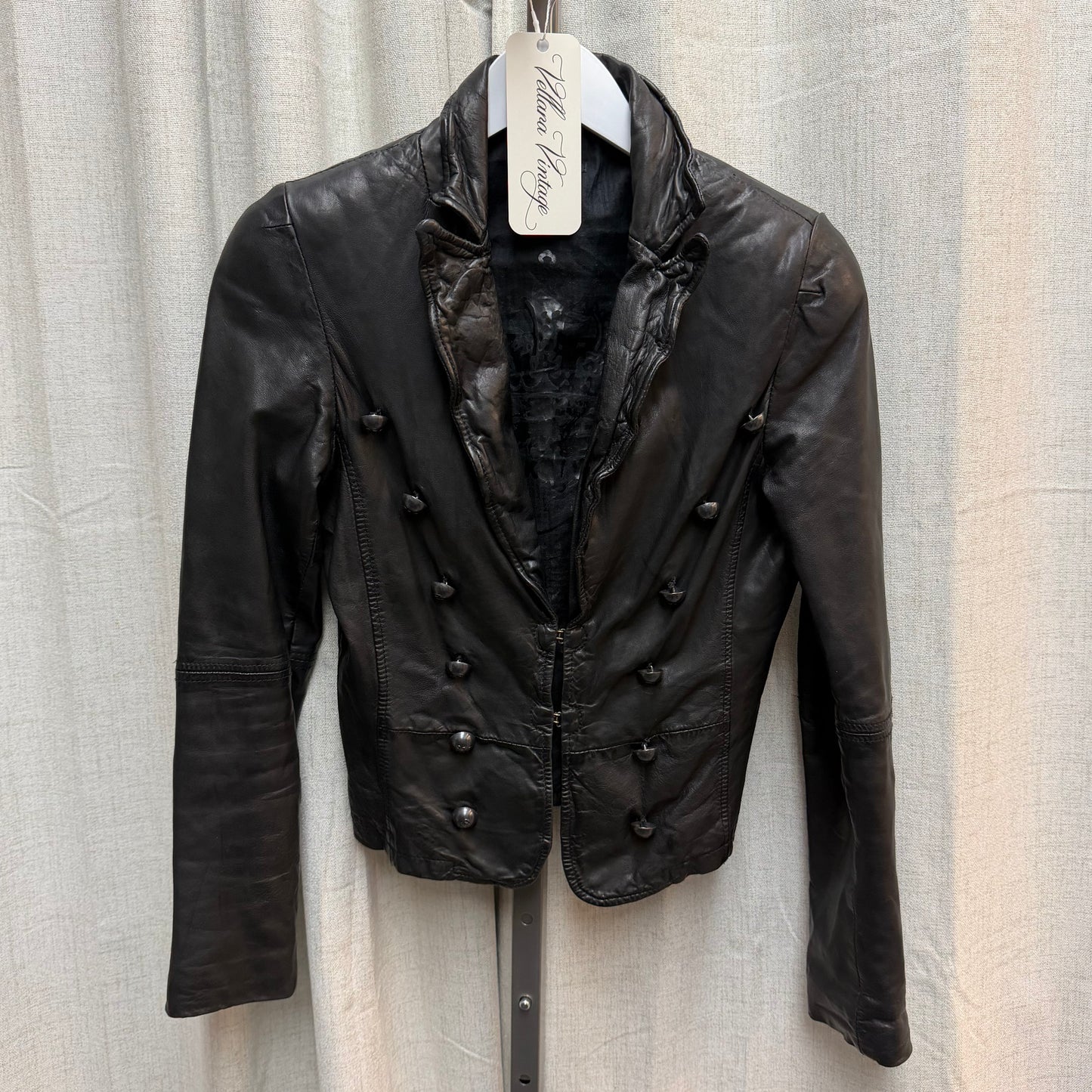Black Leather Military-style Jacket