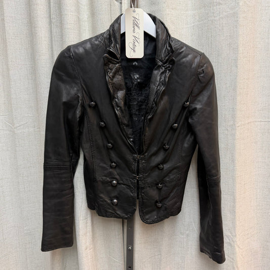 Black Leather Military-style Jacket