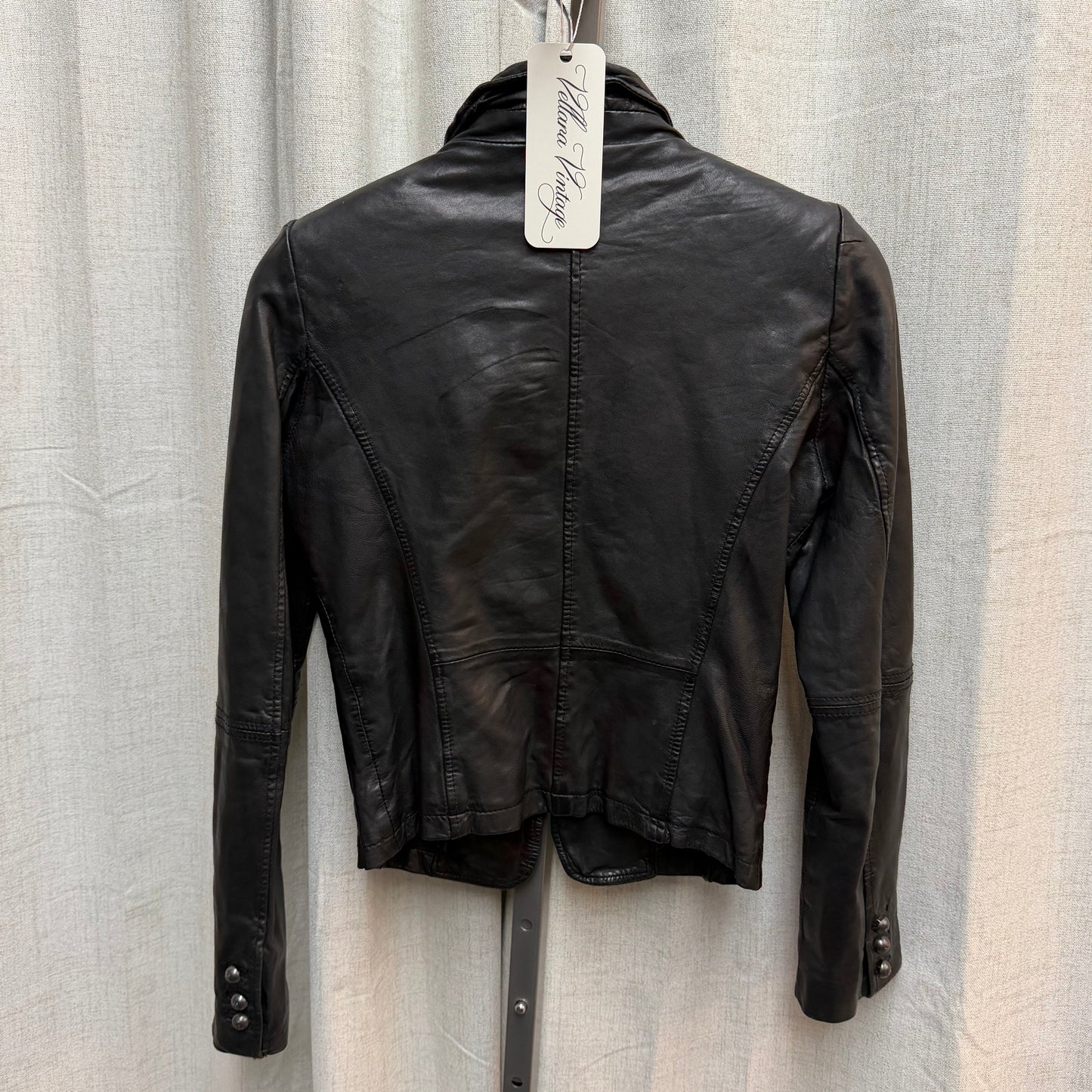 Black Leather Military-style Jacket