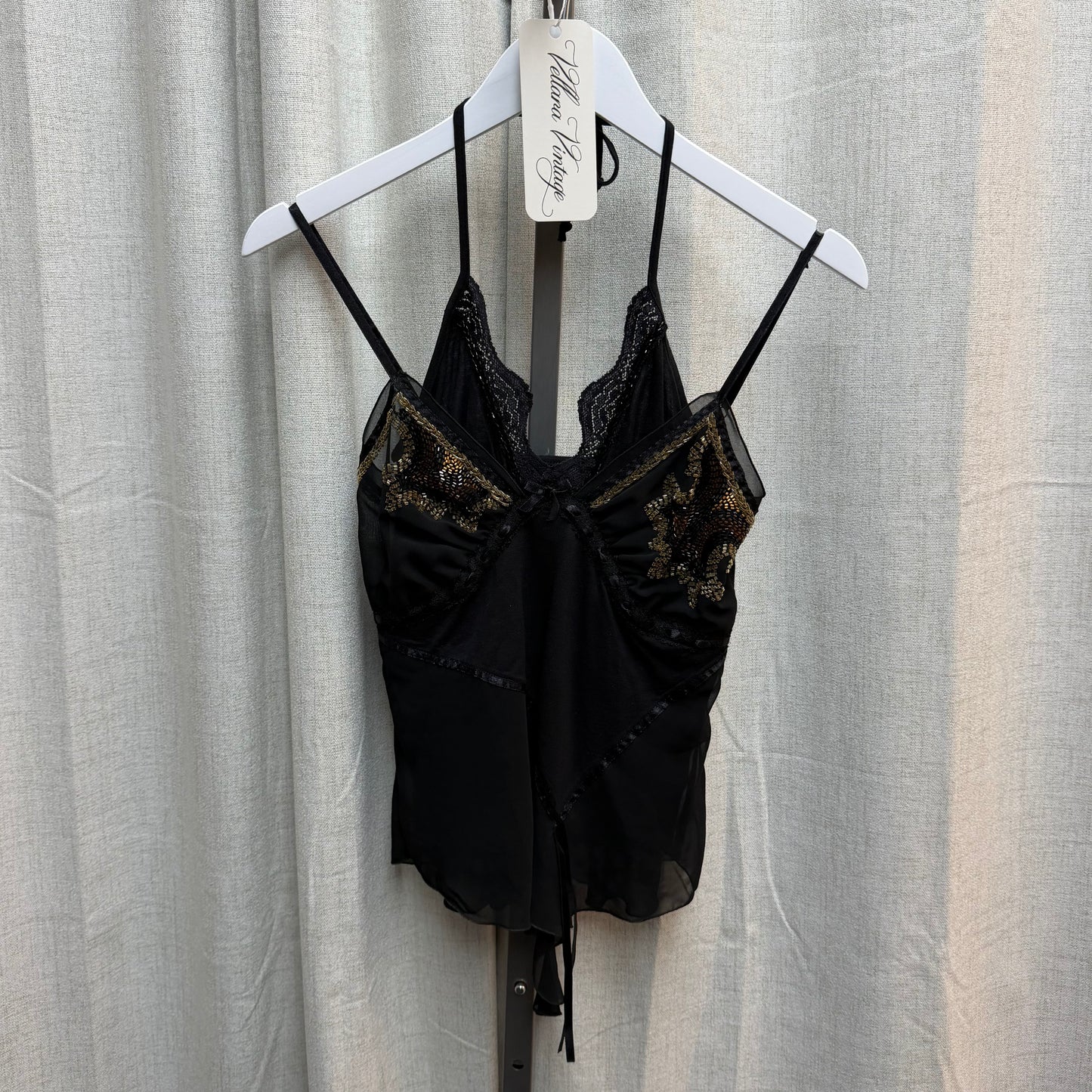 Black and Gold Layered Effect Halter Top