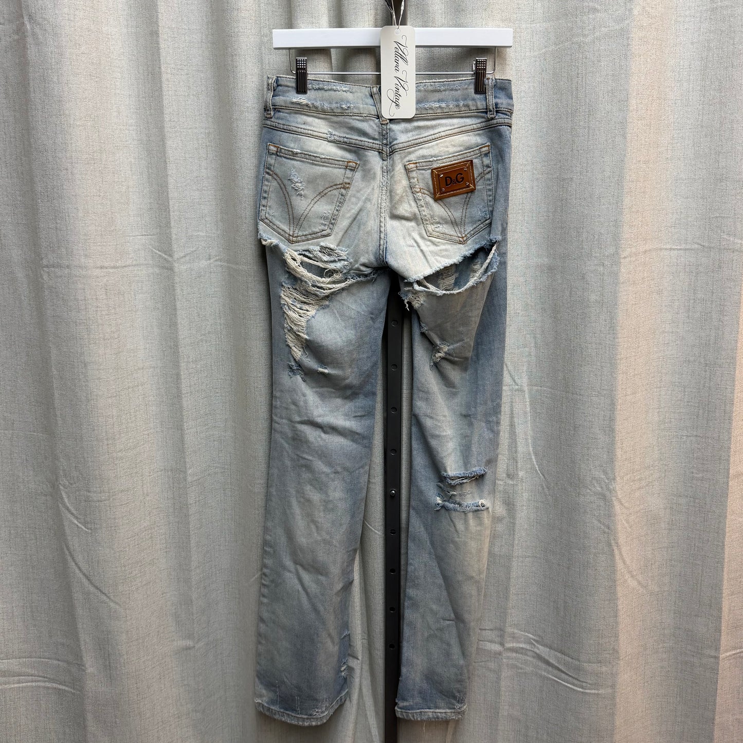 D&G Light Wash Low Rise Bootcut Ripped Jeans